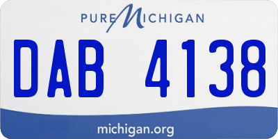 MI license plate DAB4138