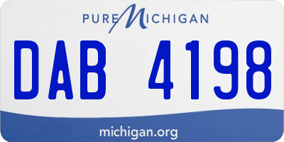 MI license plate DAB4198