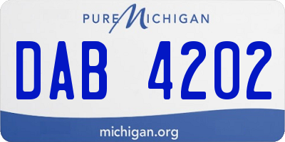 MI license plate DAB4202