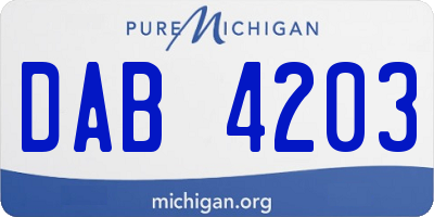 MI license plate DAB4203