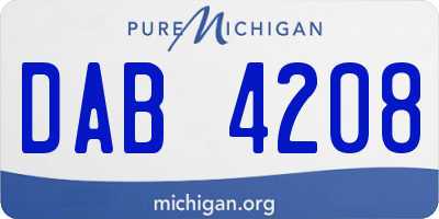 MI license plate DAB4208