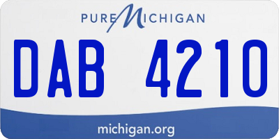 MI license plate DAB4210