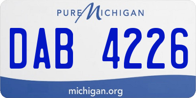 MI license plate DAB4226