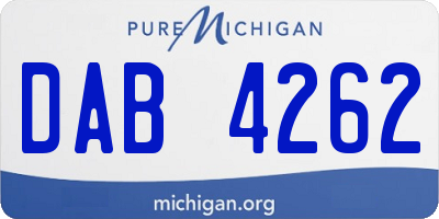 MI license plate DAB4262