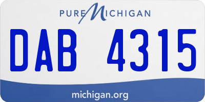 MI license plate DAB4315
