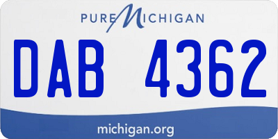 MI license plate DAB4362