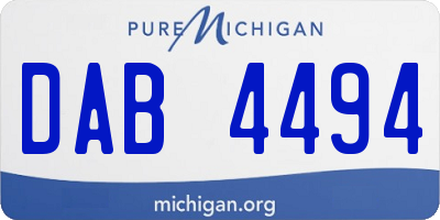 MI license plate DAB4494