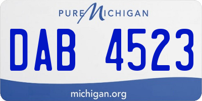 MI license plate DAB4523