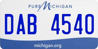 MI license plate DAB4540