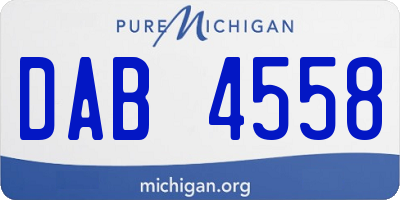 MI license plate DAB4558