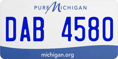 MI license plate DAB4580