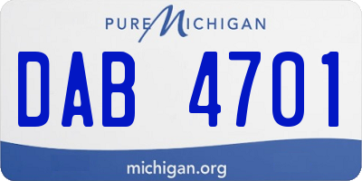 MI license plate DAB4701