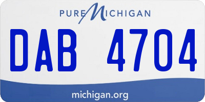 MI license plate DAB4704