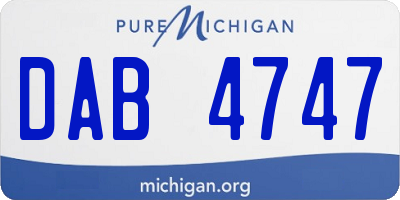 MI license plate DAB4747