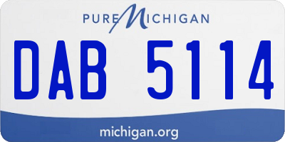 MI license plate DAB5114