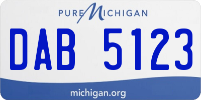 MI license plate DAB5123