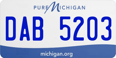 MI license plate DAB5203