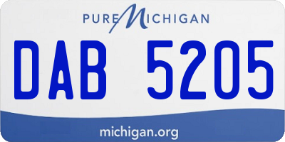 MI license plate DAB5205