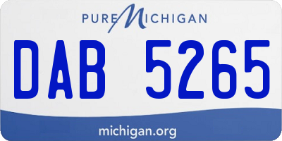 MI license plate DAB5265