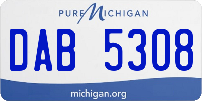 MI license plate DAB5308