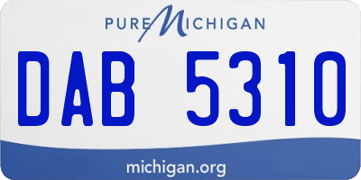 MI license plate DAB5310