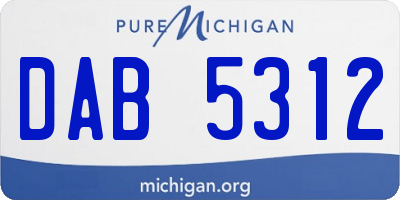 MI license plate DAB5312