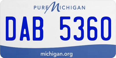 MI license plate DAB5360