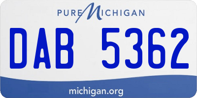 MI license plate DAB5362