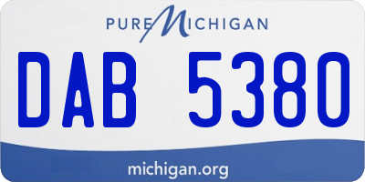 MI license plate DAB5380