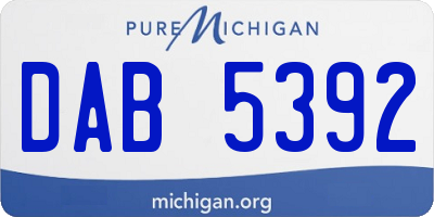 MI license plate DAB5392