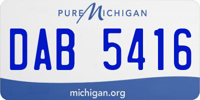 MI license plate DAB5416