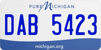 MI license plate DAB5423