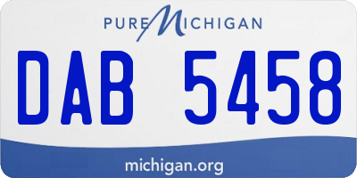 MI license plate DAB5458