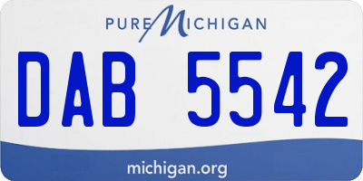 MI license plate DAB5542