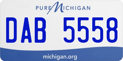 MI license plate DAB5558