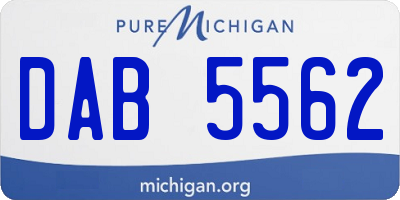 MI license plate DAB5562