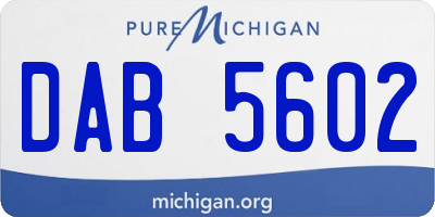 MI license plate DAB5602