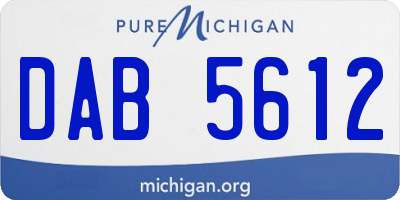 MI license plate DAB5612