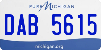 MI license plate DAB5615