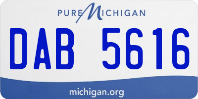 MI license plate DAB5616