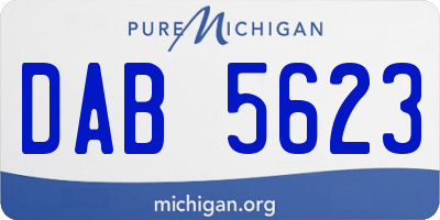 MI license plate DAB5623
