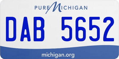 MI license plate DAB5652