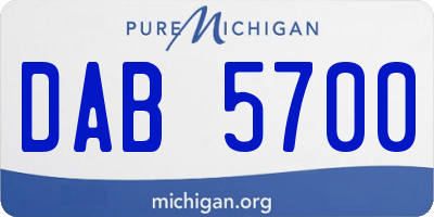 MI license plate DAB5700