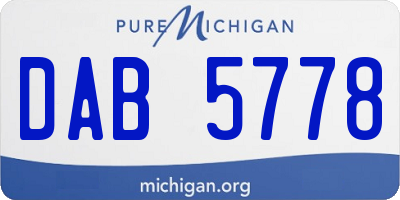 MI license plate DAB5778