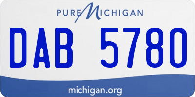 MI license plate DAB5780