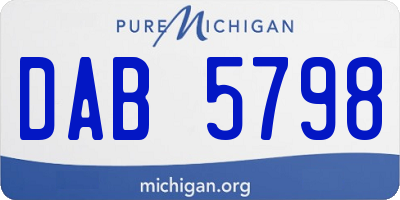 MI license plate DAB5798