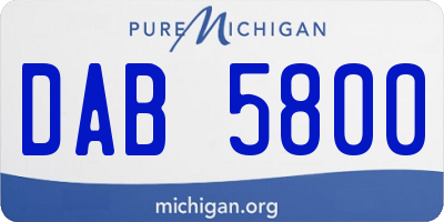 MI license plate DAB5800