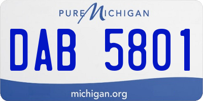 MI license plate DAB5801