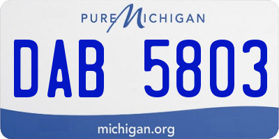 MI license plate DAB5803