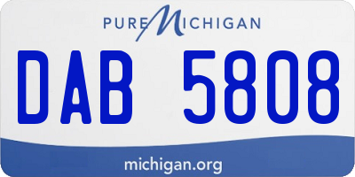 MI license plate DAB5808